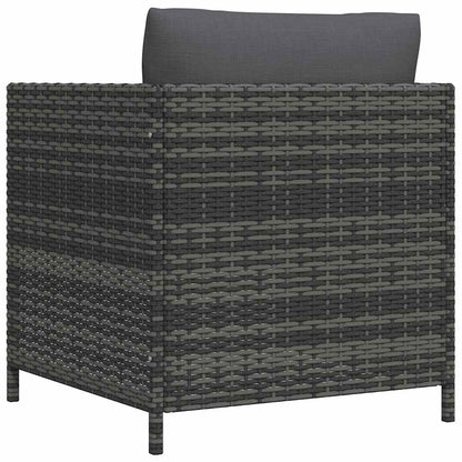 Patio Sofa with Cushions Gray Poly Rattan