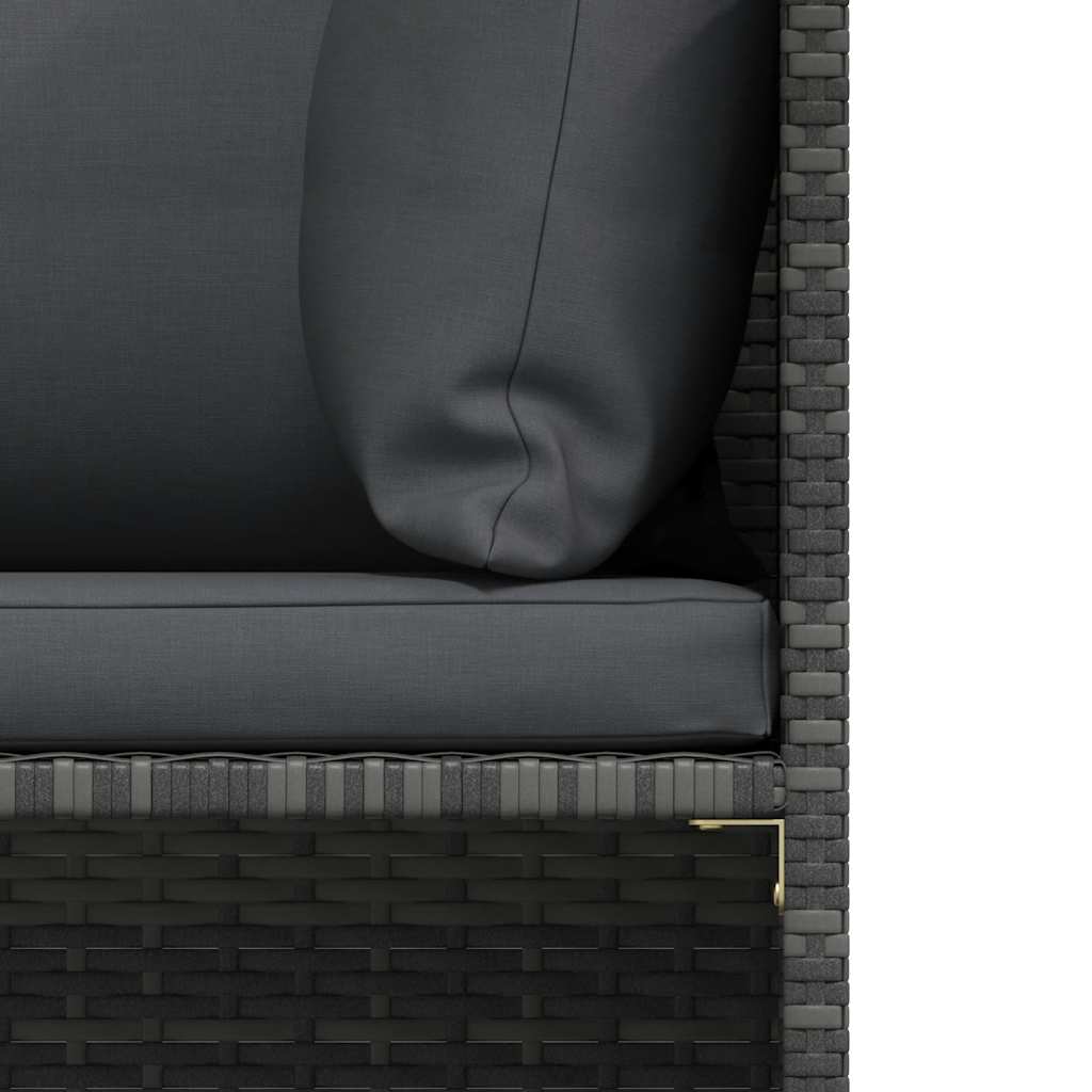 Patio Sofa with Cushions Gray Poly Rattan
