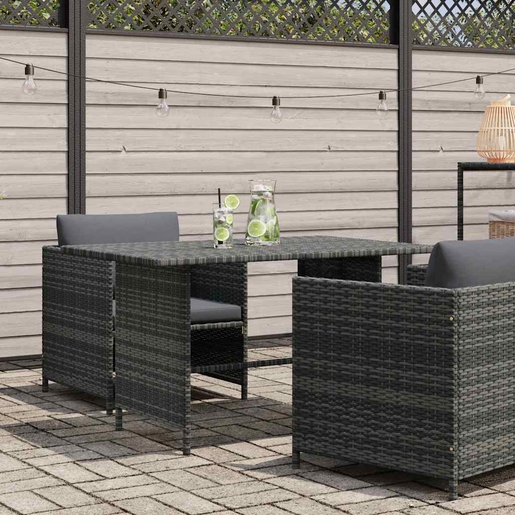 Patio Dining Table Gray 43.3"x27.6"x25.6" Poly Rattan