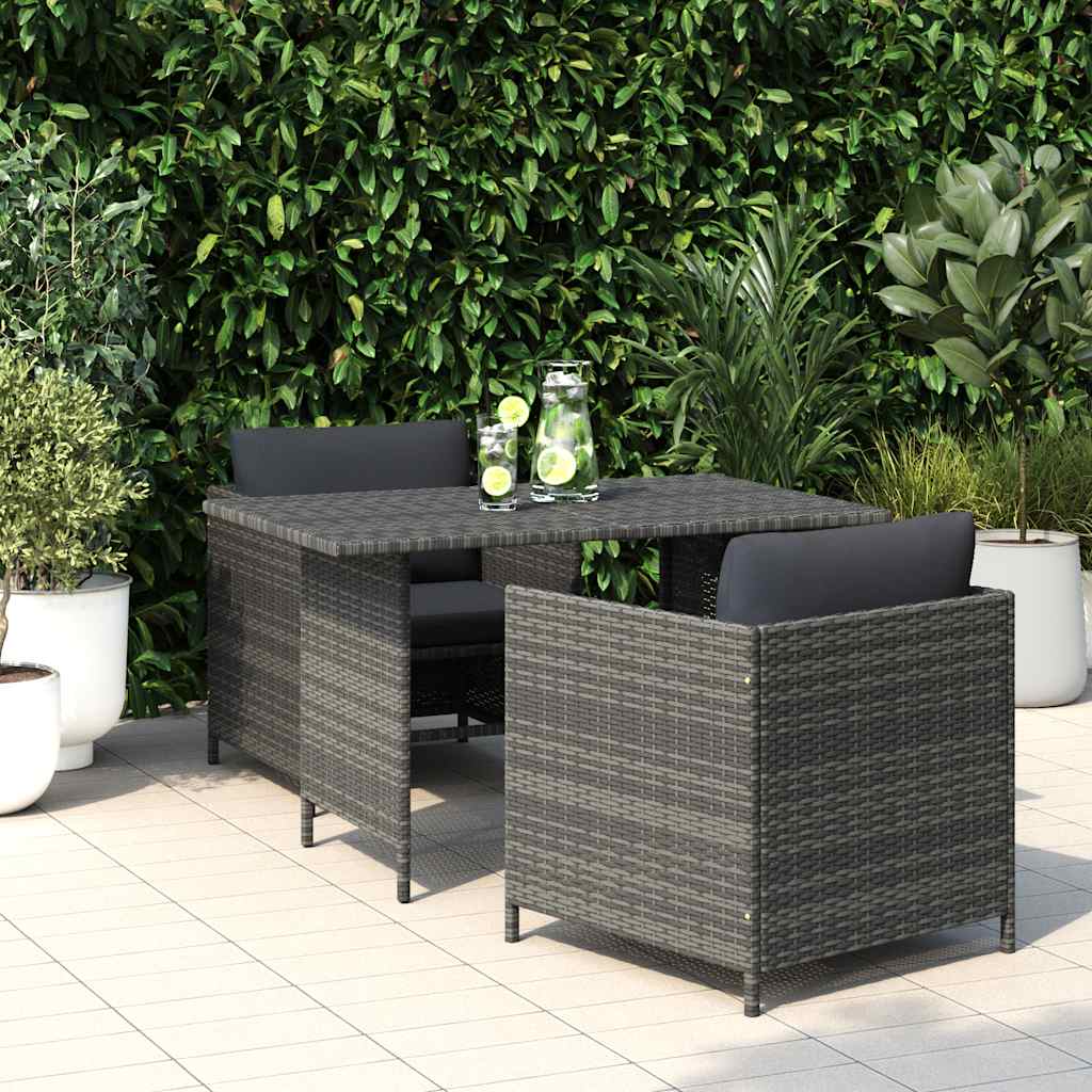Patio Dining Table Gray 43.3"x27.6"x25.6" Poly Rattan