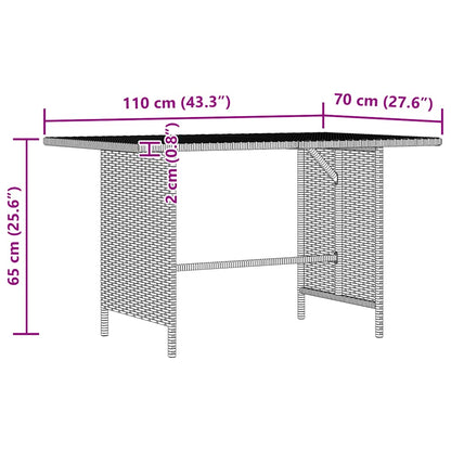 Patio Dining Table Gray 43.3"x27.6"x25.6" Poly Rattan