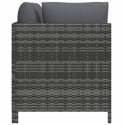 2-Seater Patio Sofa with Cushions Gray Poly Rattan