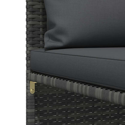 2-Seater Patio Sofa with Cushions Gray Poly Rattan