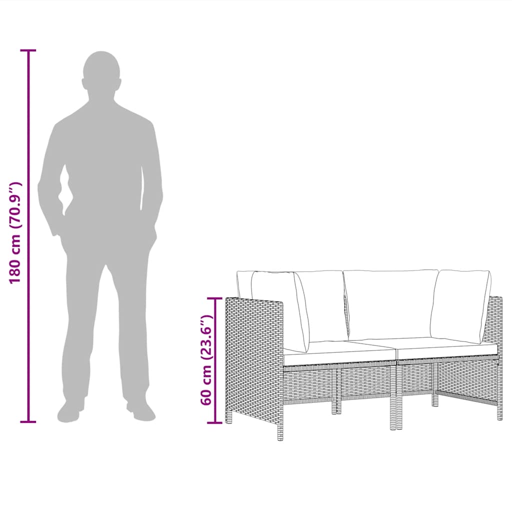 2-Seater Patio Sofa with Cushions Gray Poly Rattan