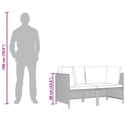 2-Seater Patio Sofa with Cushions Gray Poly Rattan