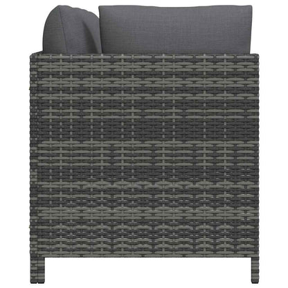 3-Seater Patio Sofa with Cushions Gray Poly Rattan
