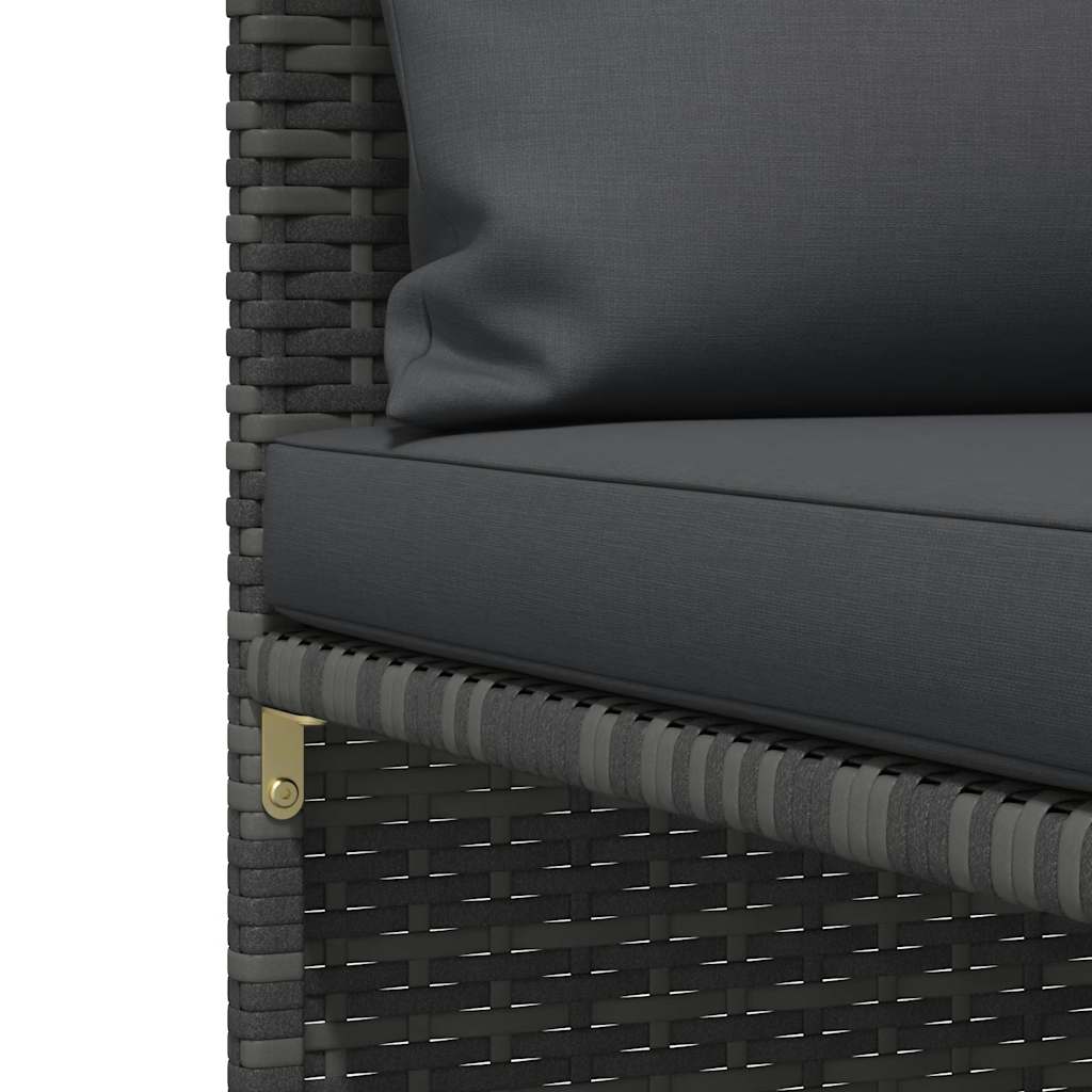 3-Seater Patio Sofa with Cushions Gray Poly Rattan