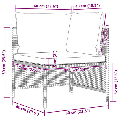 3-Seater Patio Sofa with Cushions Gray Poly Rattan