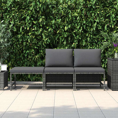 3 Piece Patio Sofa Set with Cushions Gray Poly Rattan