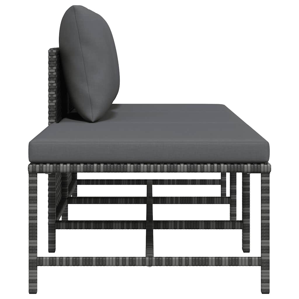 3 Piece Patio Sofa Set with Cushions Gray Poly Rattan