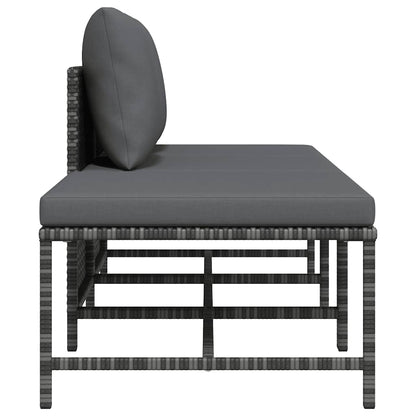 3 Piece Patio Sofa Set with Cushions Gray Poly Rattan