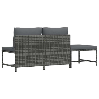 3 Piece Patio Sofa Set with Cushions Gray Poly Rattan