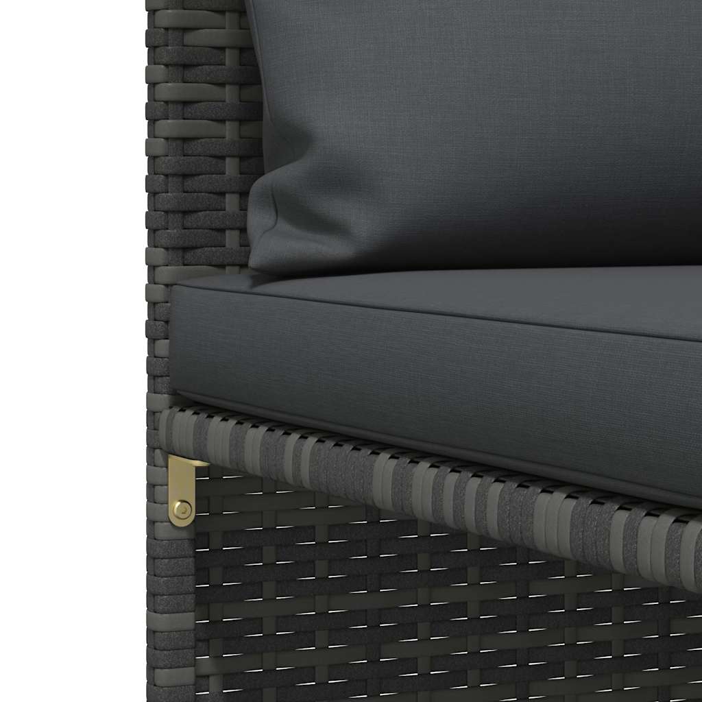 3 Piece Patio Sofa Set with Cushions Gray Poly Rattan