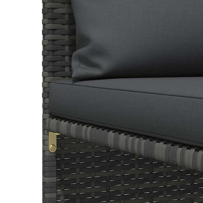 3 Piece Patio Sofa Set with Cushions Gray Poly Rattan