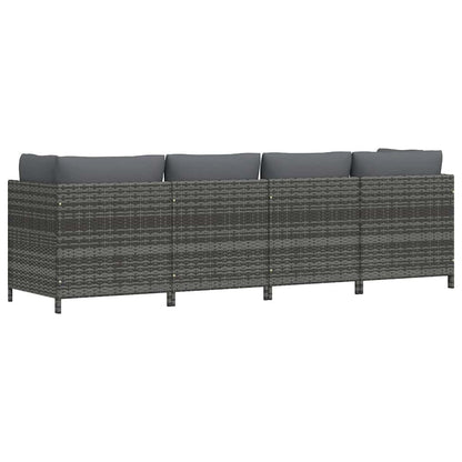 4-Seater Patio Sofa with Cushions Gray Poly Rattan