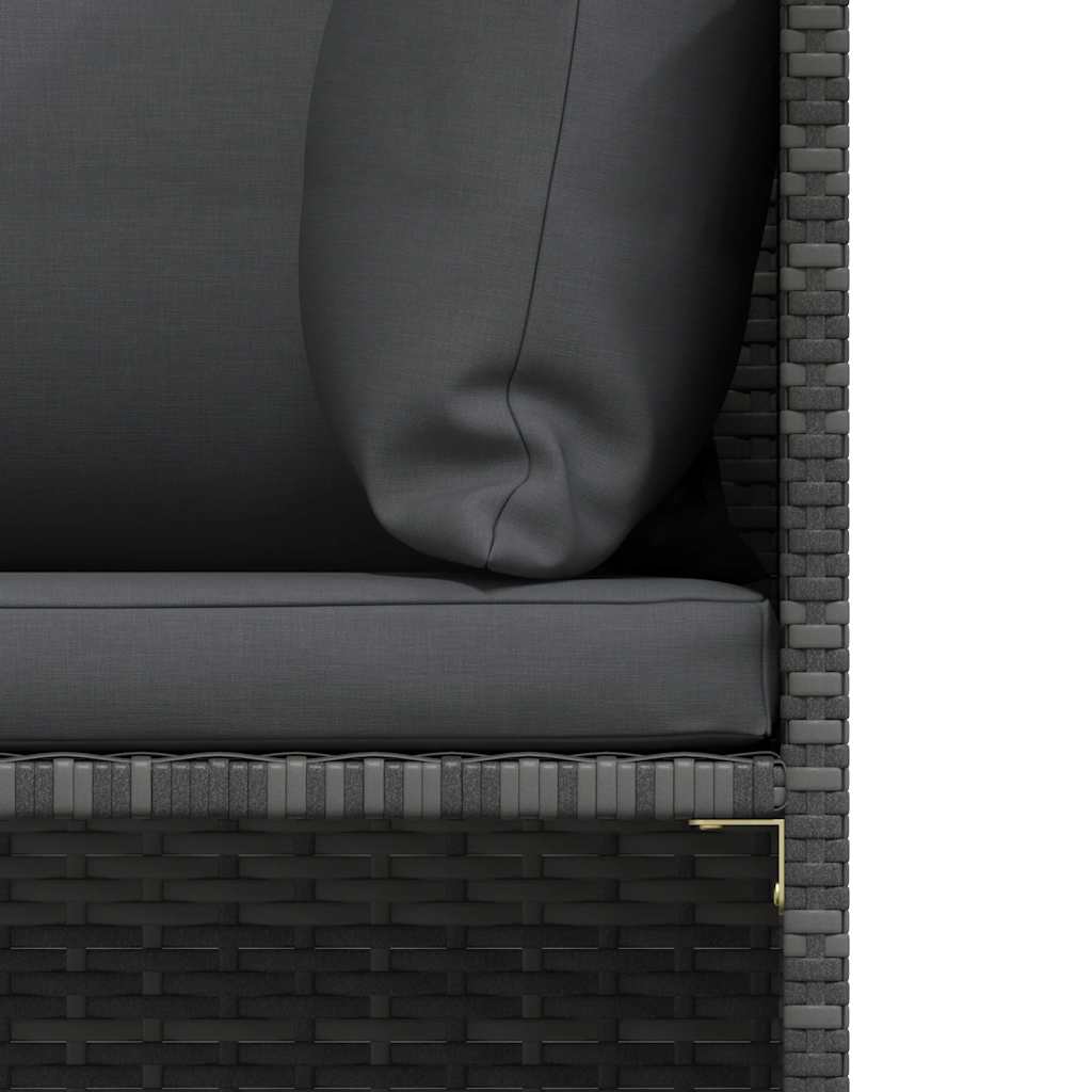 4-Seater Patio Sofa with Cushions Gray Poly Rattan