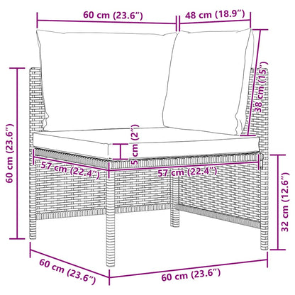 4-Seater Patio Sofa with Cushions Gray Poly Rattan