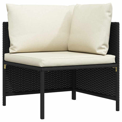 Sectional Corner Sofa with Cushions Black Poly Rattan