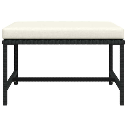 Sectional Footrest with Cushion Black Poly Rattan