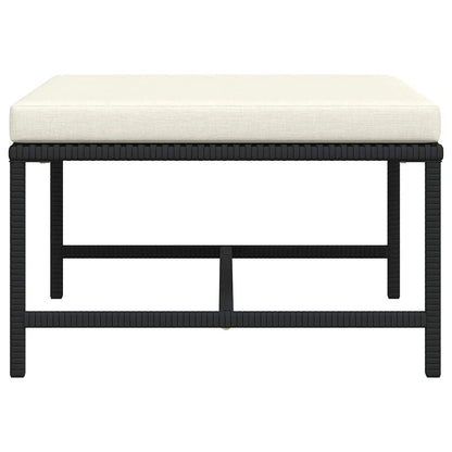 Sectional Footrest with Cushion Black Poly Rattan