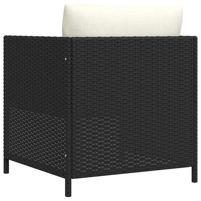 Patio Sofa with Cushions Black Poly Rattan