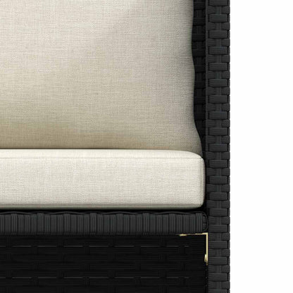 Patio Sofa with Cushions Black Poly Rattan
