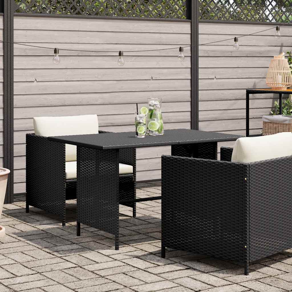 Patio Dining Table Black 43.3"x27.6"x25. 6"Poly Rattan