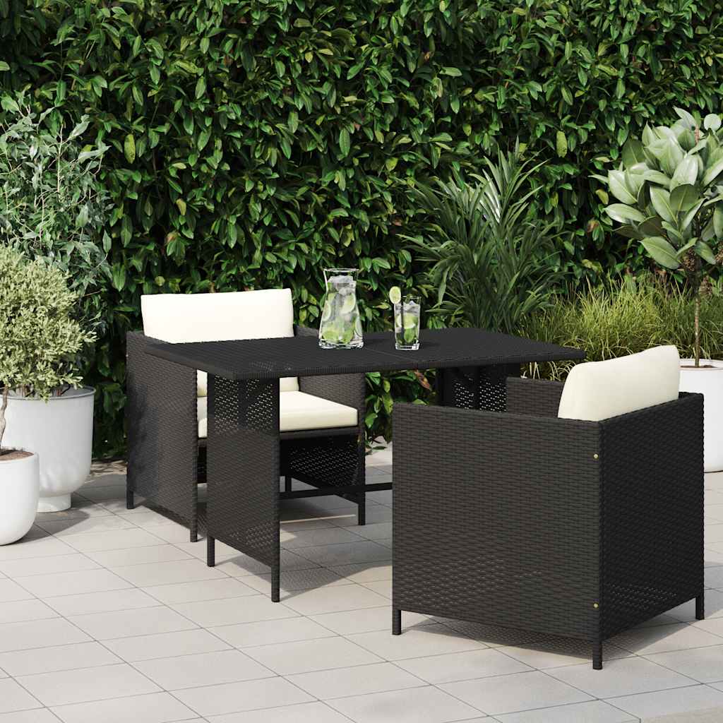 Patio Dining Table Black 43.3"x27.6"x25. 6"Poly Rattan