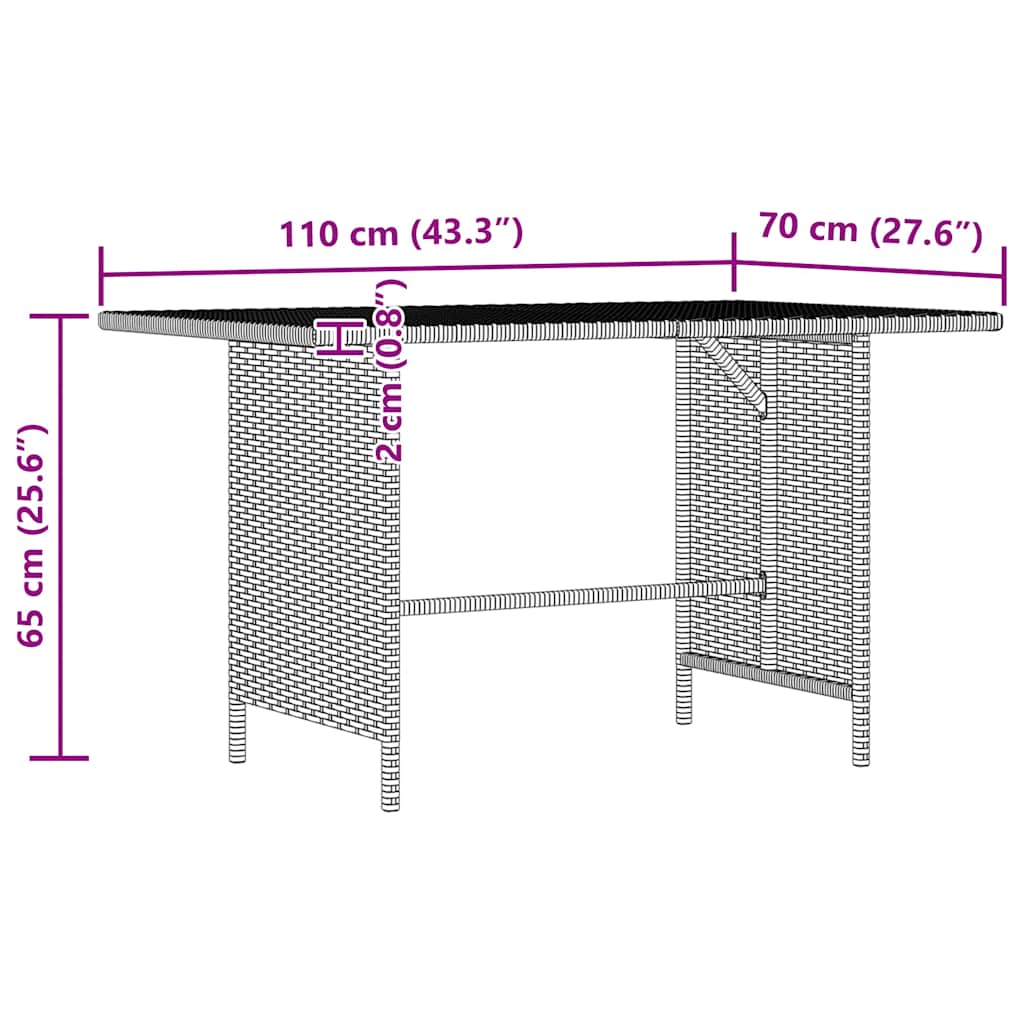 Patio Dining Table Black 43.3"x27.6"x25. 6"Poly Rattan