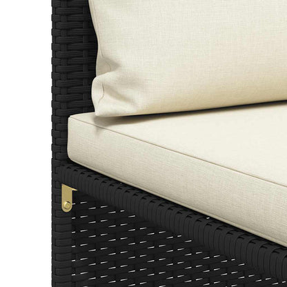 3 Piece Patio Sofa Set with Cushions Black Poly Rattan
