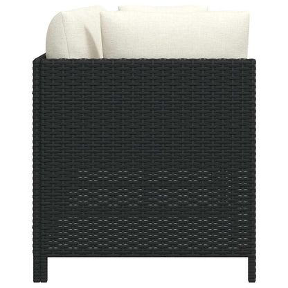 4-Seater Patio Sofa with Cushions Black Poly Rattan