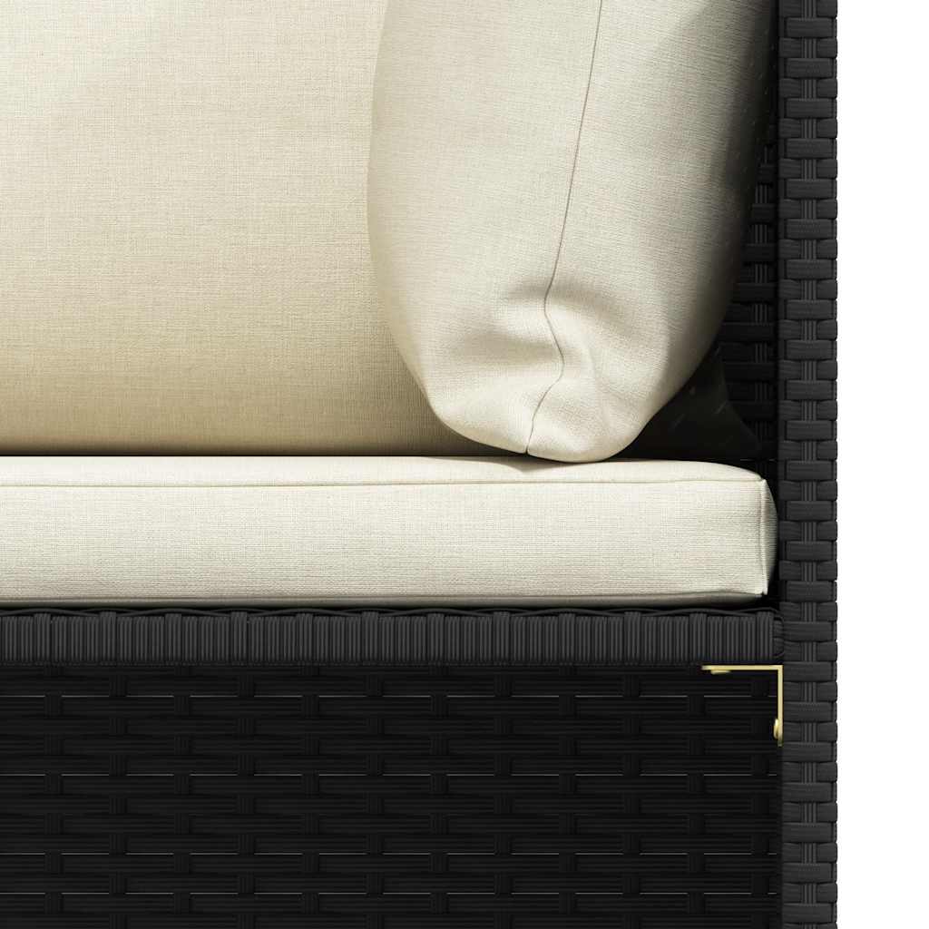 4-Seater Patio Sofa with Cushions Black Poly Rattan