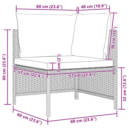 4-Seater Patio Sofa with Cushions Black Poly Rattan