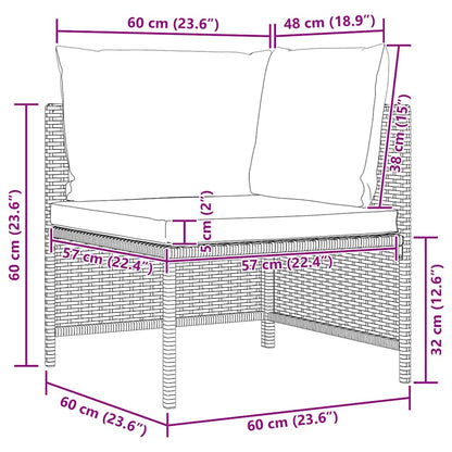 5 Piece Patio Sofa Set with Cushions Black Poly Rattan