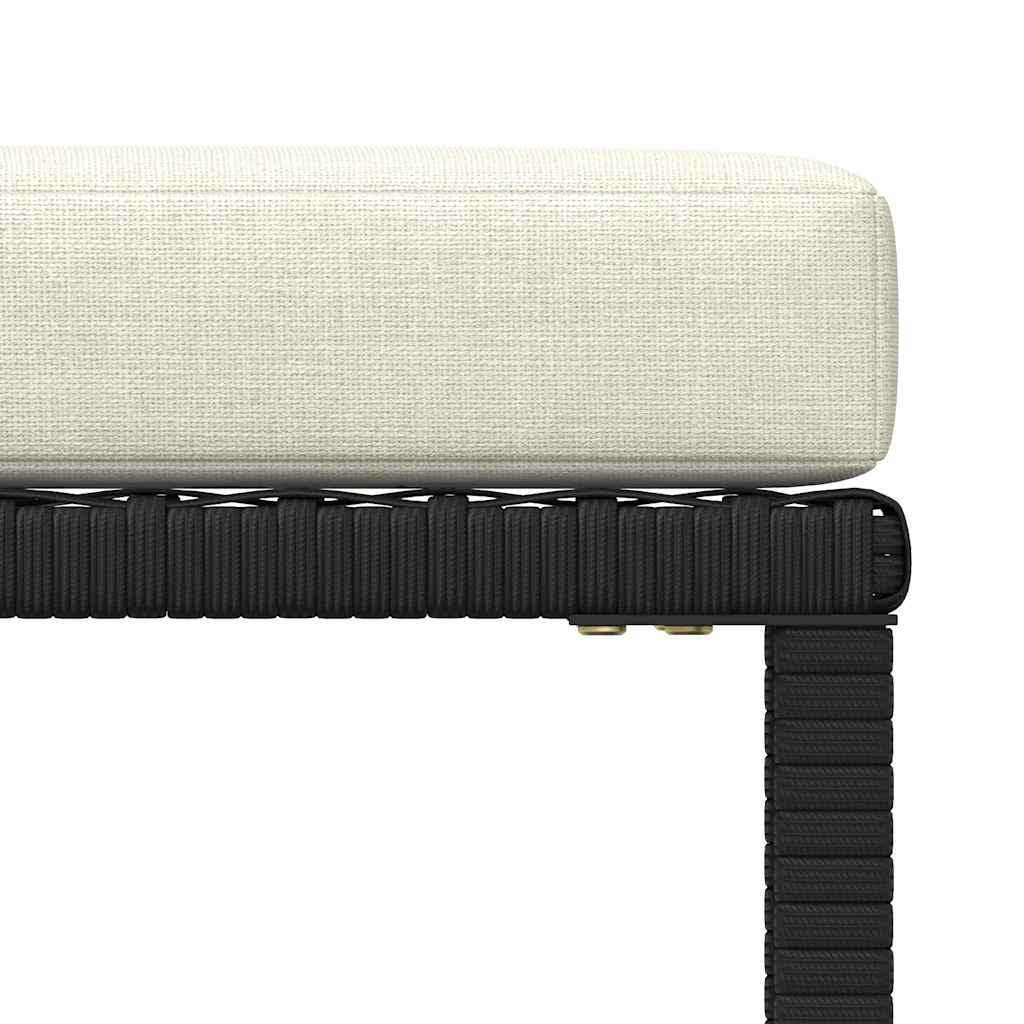 5 Piece Patio Sofa Set with Cushions Black Poly Rattan