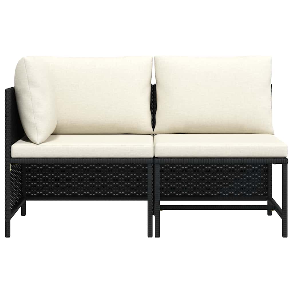 2 Piece Patio Sofa Set with Cushions Black Poly Rattan
