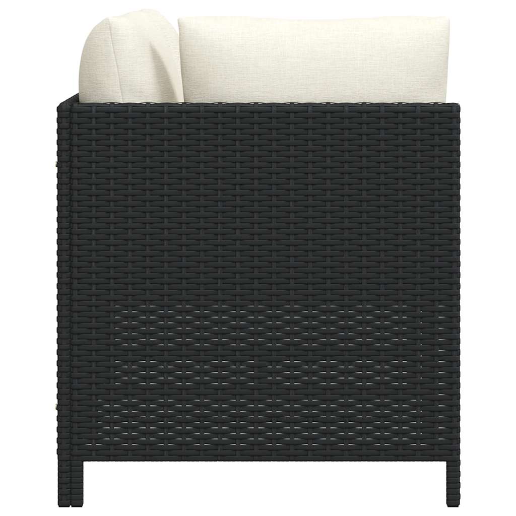 2 Piece Patio Sofa Set with Cushions Black Poly Rattan