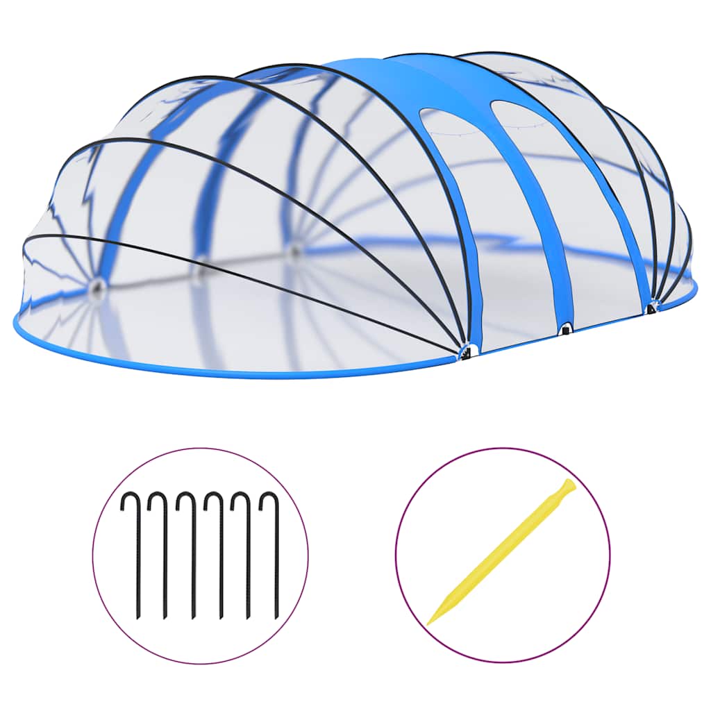 Pool Dome | Transparent with blue accents | PVC, fibreglass, steel