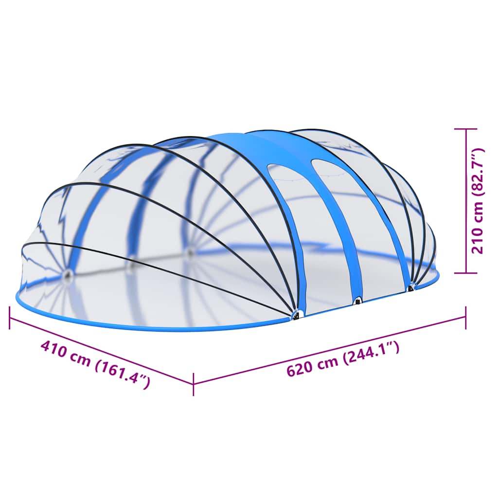 Pool Dome | Transparent with blue accents | PVC, fibreglass, steel