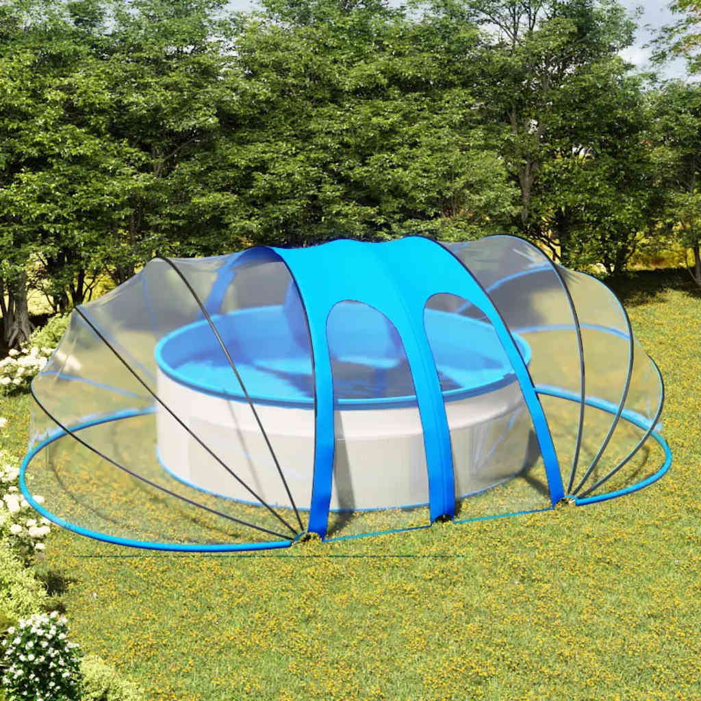 Pool Dome | Transparent with blue accents | PVC, fibreglass, steel