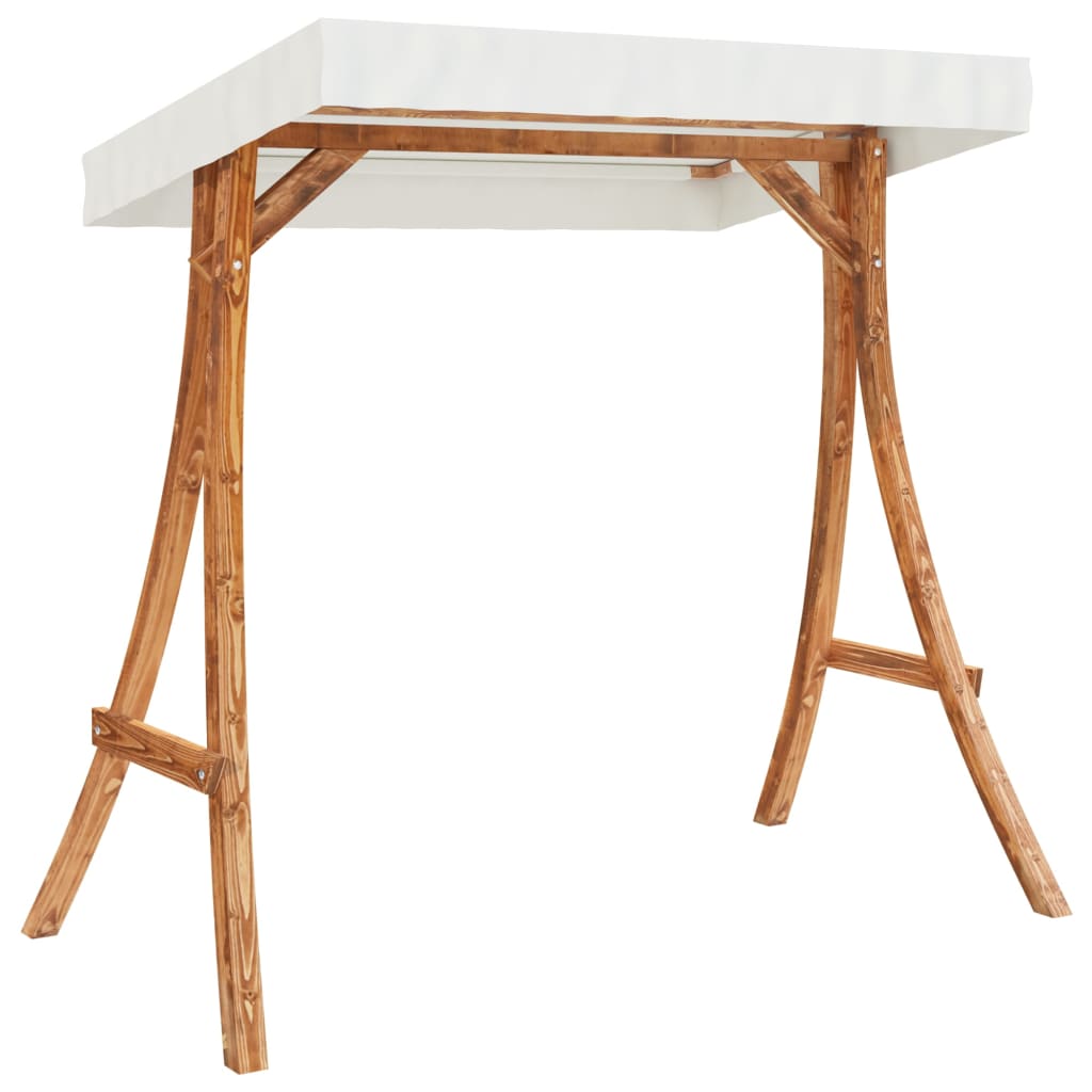 Swing Frame with Cream Roof Solid Bent Wood with Teak Finish