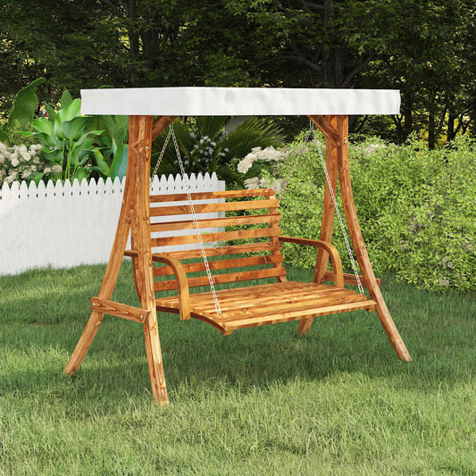 Swing Frame | Teak finish and cream roof | Strong bent wood and polyester