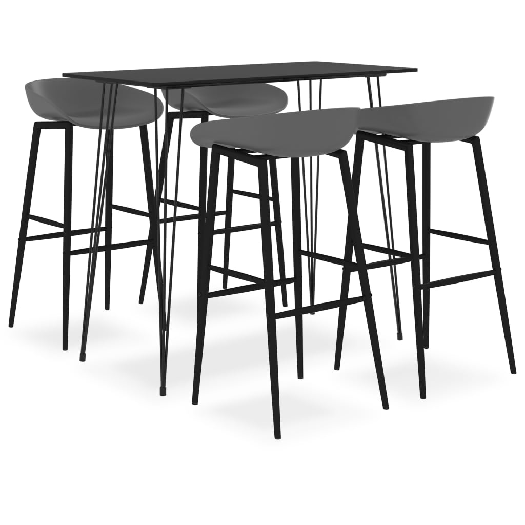 5 Piece Bar Set Black and Grey
