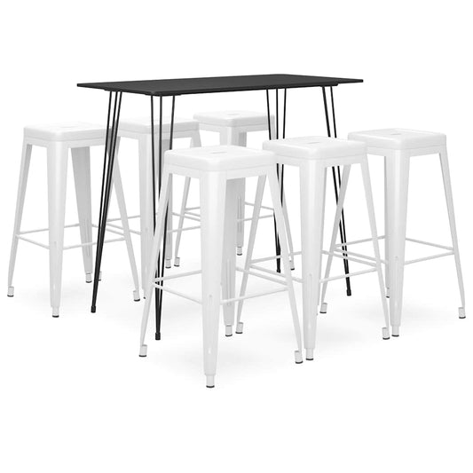 Bar Set | Black and White | MDF, Metal | Standard | Footrest | Bar Set