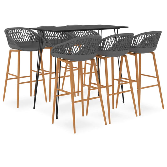 Bar Set | Black and Grey | MDF, Metal, PP | Medium | Ergonomic | Bar Set
