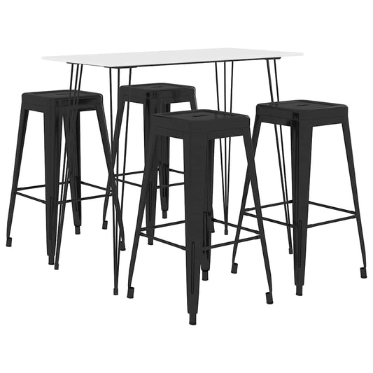 Bar Set | White and Black | MDF tabletop, Metal frame | Large | Stackable