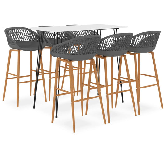 Bar Set | White and Grey | MDF, PP, Powder-Coated Metal | Standard