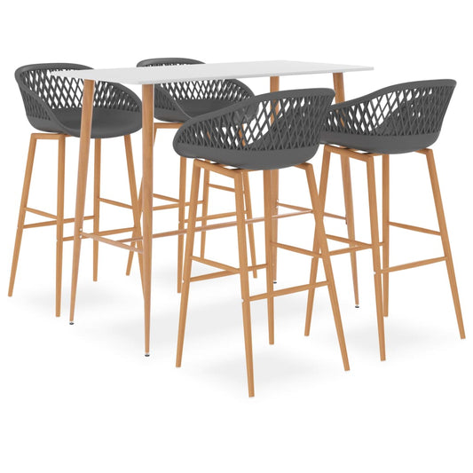 Bar Set | White and Grey | MDF, Metal, PP | Medium | Durable | Bar Set
