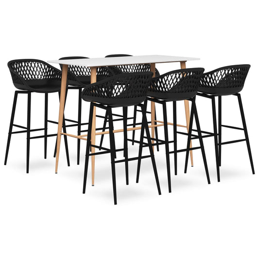 Bar Set | White and Black | MDF, Metal, PP | Medium | Ergonomic | Bar Set