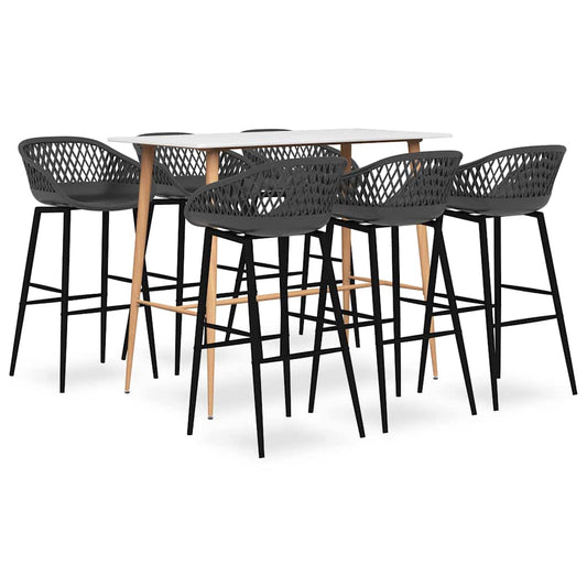 Bar Set | White and Grey | MDF, Metal, PP | Standard | Ergonomic